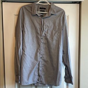 Banana Republic Gray and White Casual Button-Down Shirt - Camden Fit